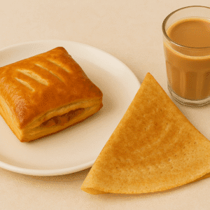 Combo 2 - 1 Chicken Tikka Puff + Dosa Piece + Tea