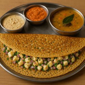 Paneer Onion Millet Dosa
